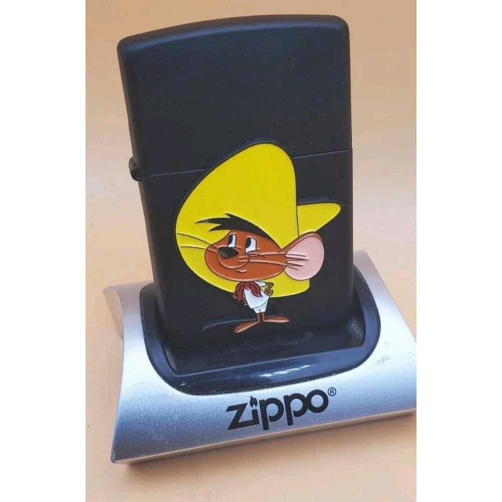 Zippo Lighter With A Fastest Mouse Medallion Matt Black